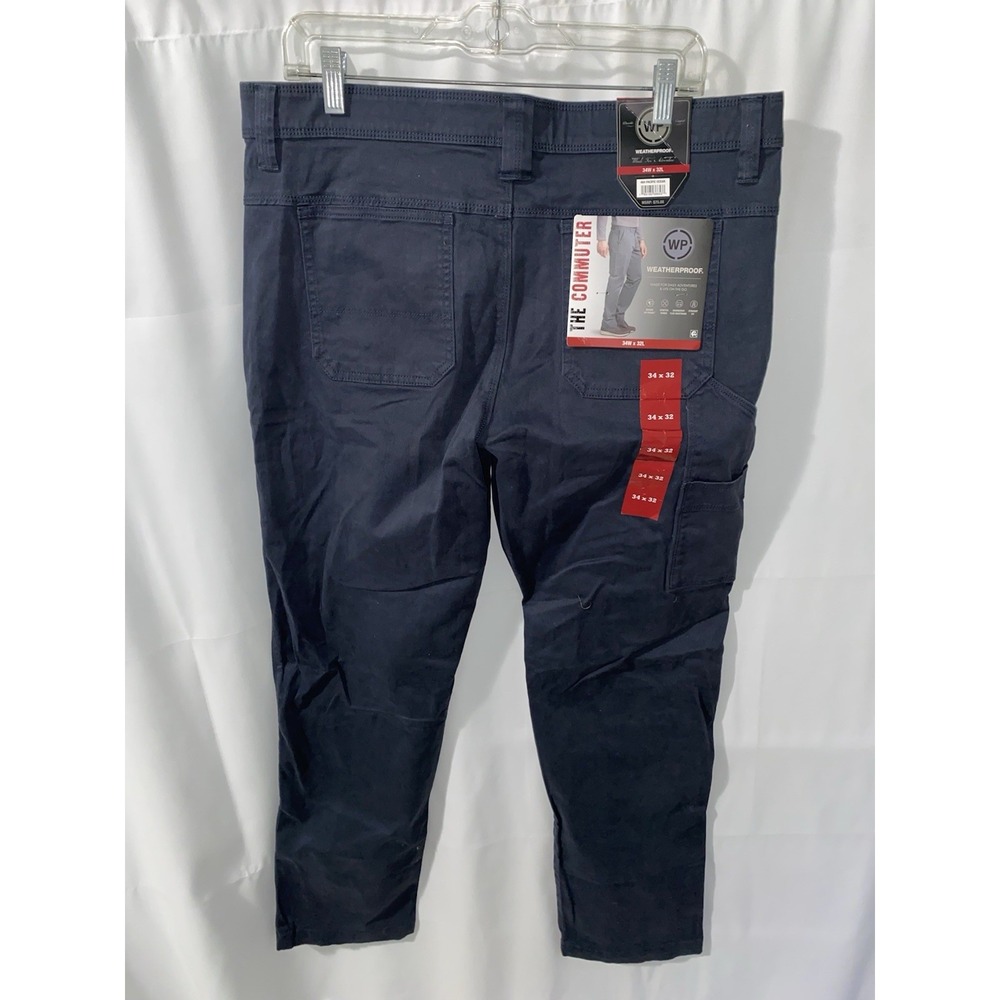 NWT Weatherproof Commuter Pants Men 34x32 Navy Regular Fit Stretch Utility Chino